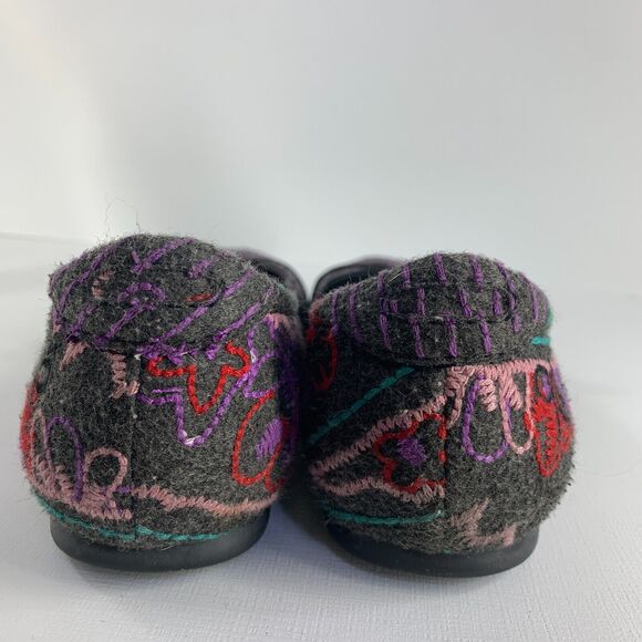 OTBT Womens Ballet Flats Embroidered Boho Mary Jane Straps Grey 8 Hippie - Picture 10 of 11